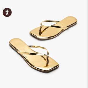 TKEES Metallic Gold Square Toe Sandals